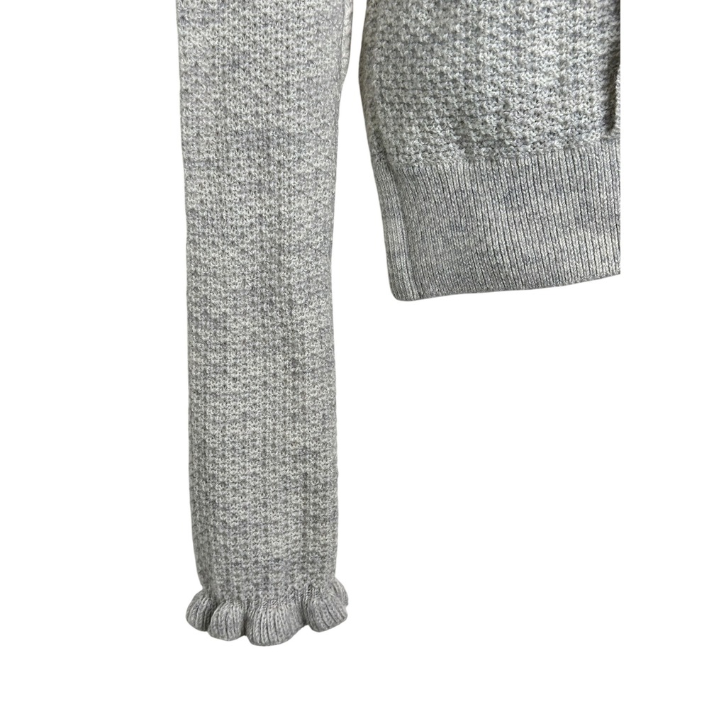 Club Monaco Lovelle Sweater Small Grey Merino Wool Ruffle Cable Knit Pullover - Picture 6 of 10